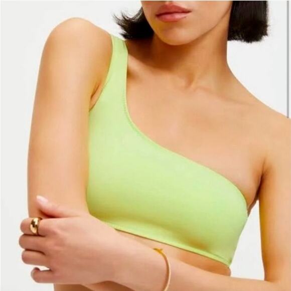 NWT Size 4 (XL) Good American Scuba Hot Shoulder Swim Top Key Lime - Picture 2 of 5